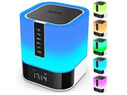 Alto Falante Bluetooth Luz Noturna Lâmpada De Cabeceira Controle De Toque 5 Em 1 Mudança Multicolorida Regulável Despertador De Quarto Bestvite