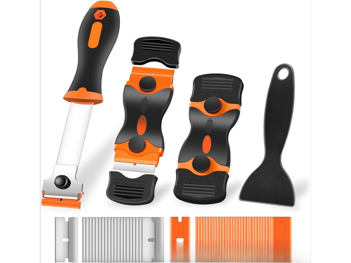 Raspador para Placa de Vitrocerâmica HENTEN HOME com 20 Lâminas para Limpeza de Placas Vitrocerâmicas Remoção de Cola 2pc Laranja