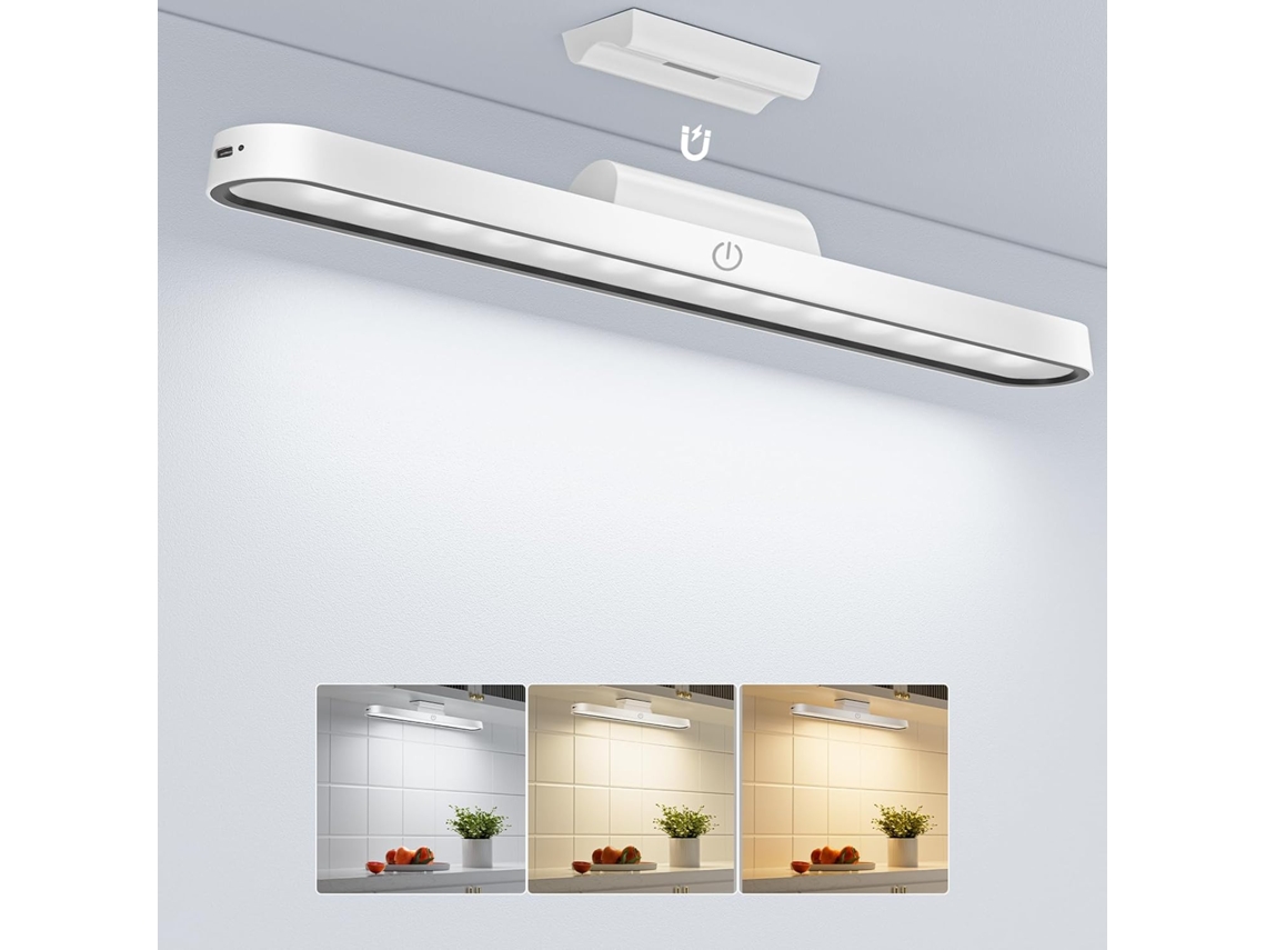 Luminária de Cozinha Led Sem Fio, Recarregável Via Usb, Magnética, com Brilho Ajustável, Ideal para Mesas BRILVIBERA