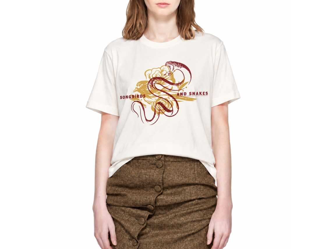 Rockinstone Hunger Games Movie Bird And Snake Overlay Solid Natural Adult T-shirt Size:xl