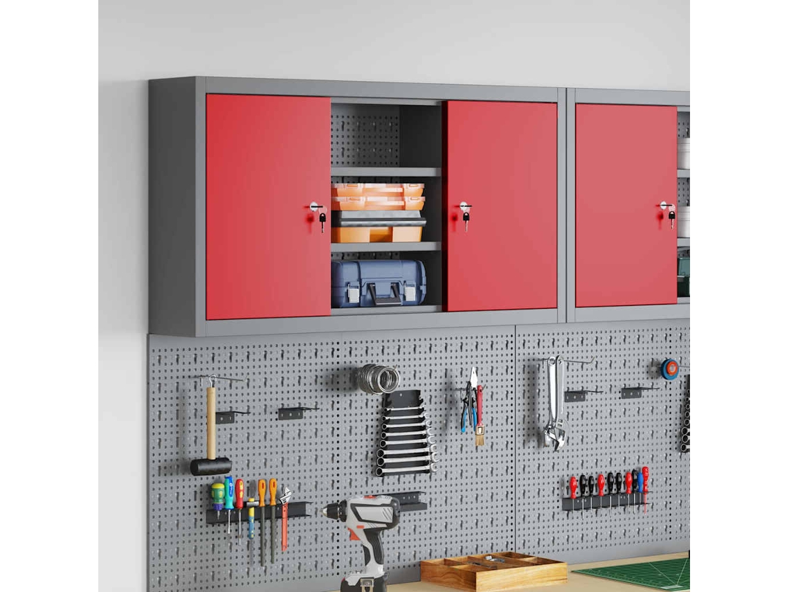 Vidaxl Armário De Ferramentas Vermelho E Cinza 100 X 20 X 55 Cm