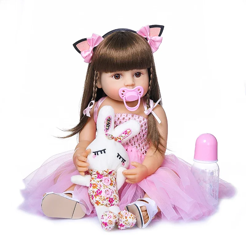(rosa) Boneca De Banho De 55 Cm, Boneca De Silicone De Corpo Inteiro Muito Macia.