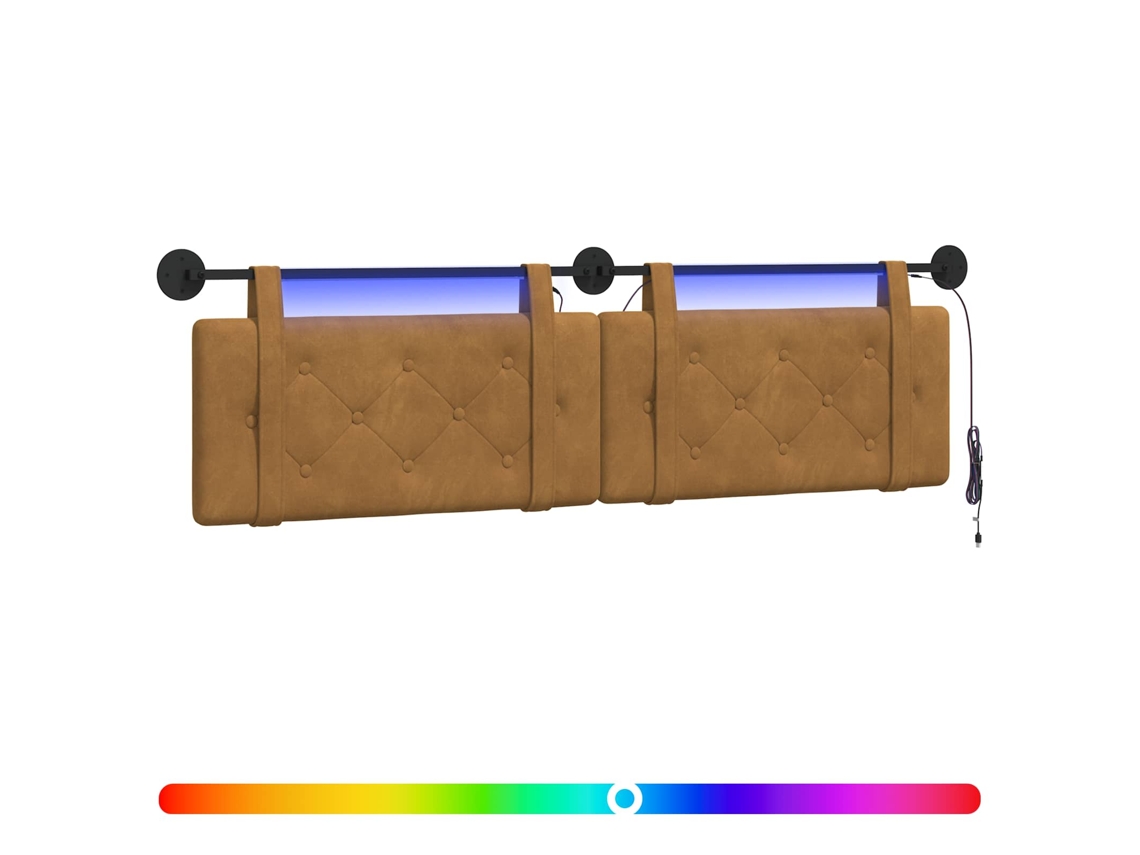 Conjunto 1 Cabeceira Suspensa Vidaxl Castanho Veludo (170 X 55 X 5 Cm)