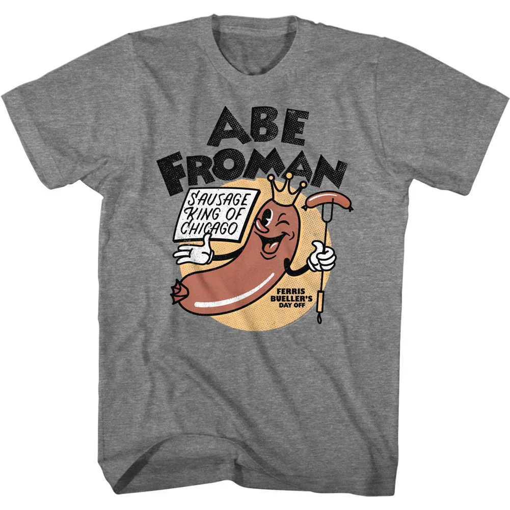 Unisex Adult T-shirt Rockinstone Ferris Bueller's Day Off Abe Froman Heather Graphite Sizem