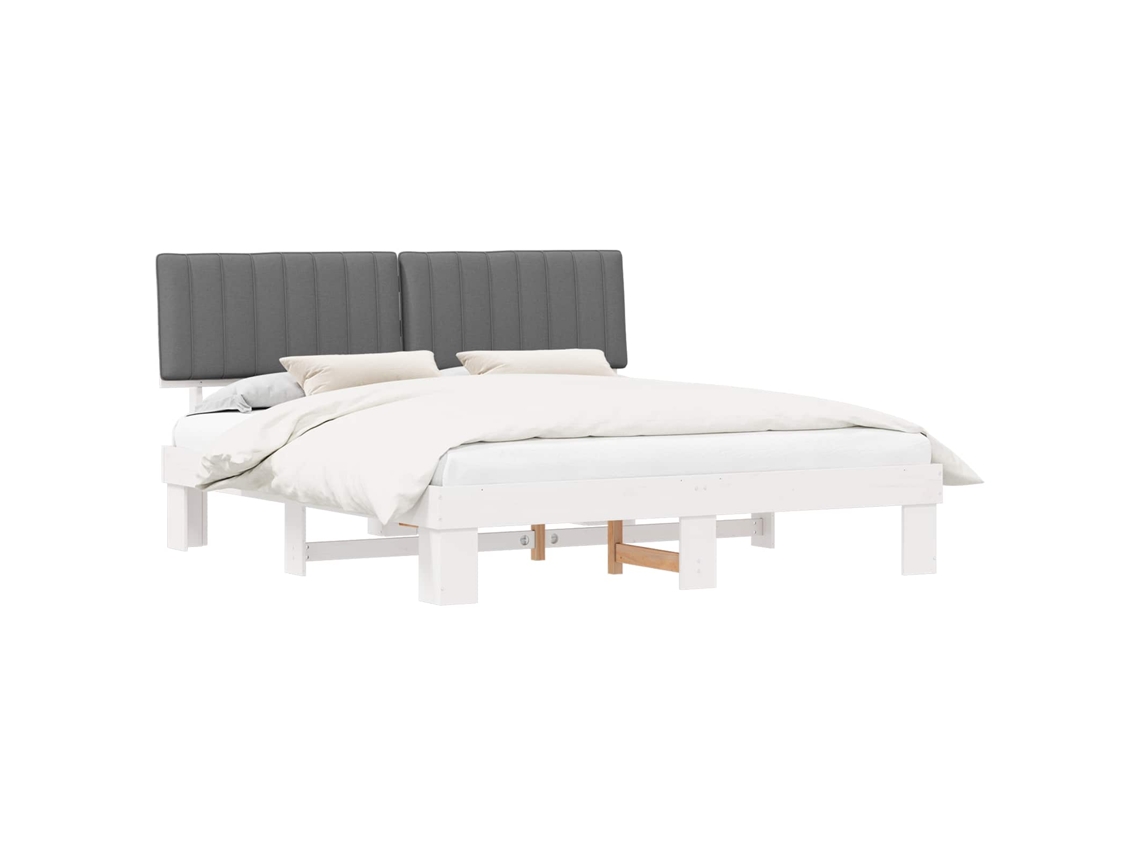 Estrutura de Cama com Cabeceira Estofada Cinzento Claro MAISON EXCLUSIVE
