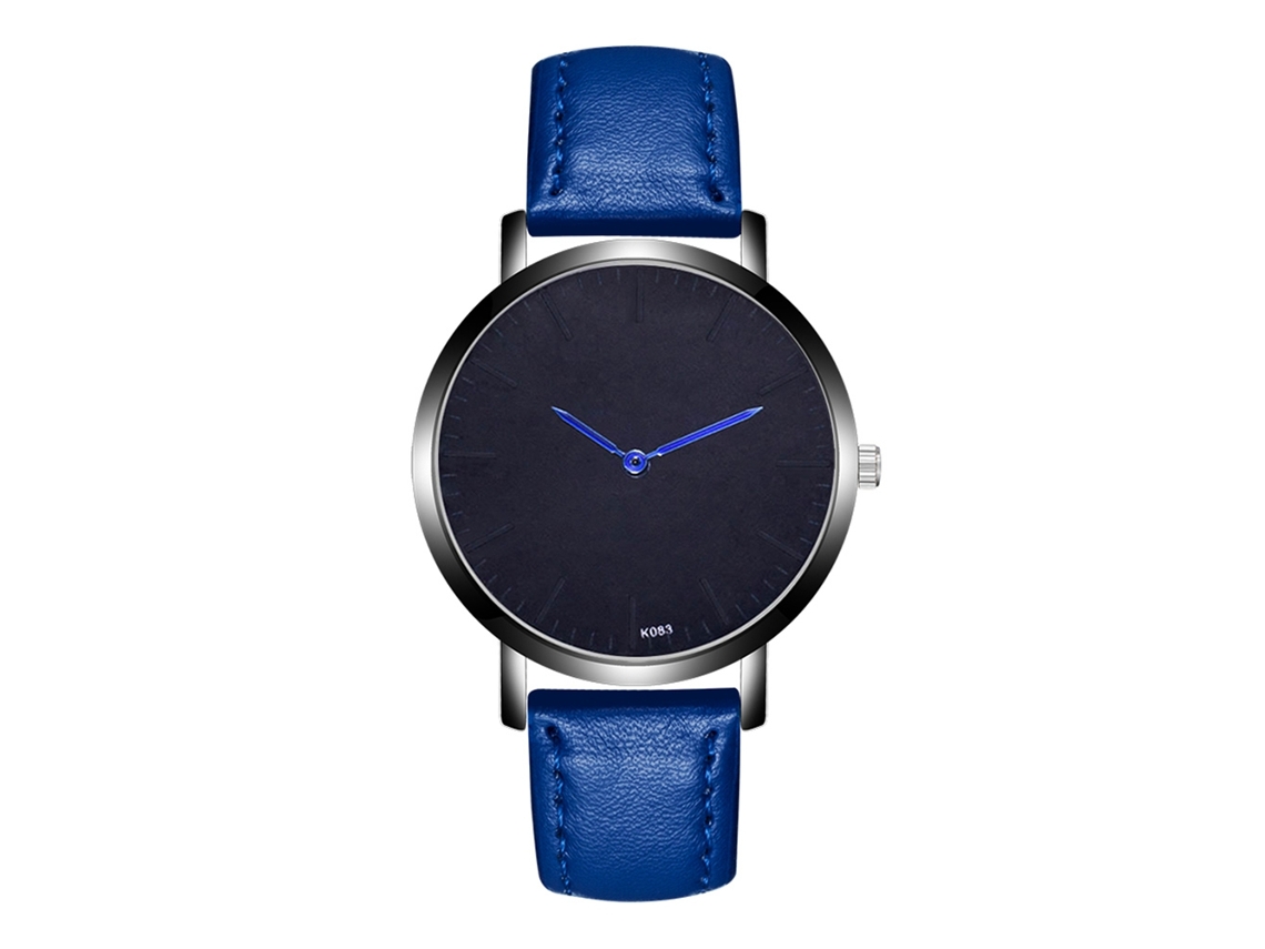 Relógio de pulso masculino Zhoulianfa, analógico, de quartzo, com pulseira de PU azul.