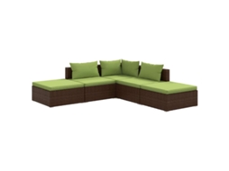 Maison Exclusive - 5 Pcs Conjunto Lounge Jardim C/ Almofadões Vime Pe Castanho
