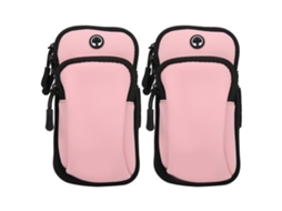 Mali 2pcs Bolsa de Braço para Celular de Têxto Impermeável para Montanhismo Fitness Corrida Yoga Rosa