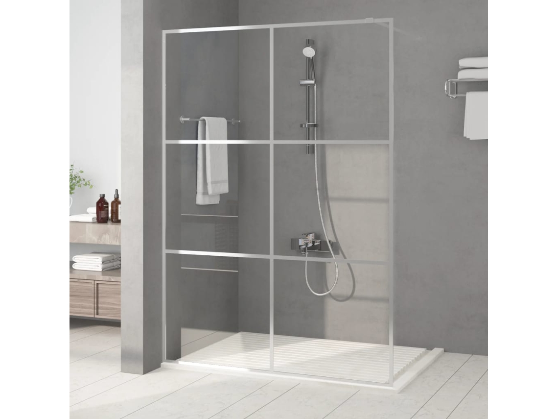 Vidaxl Divisória De Chuveiro 140x195cm Vidro Transparente Esg Prateado