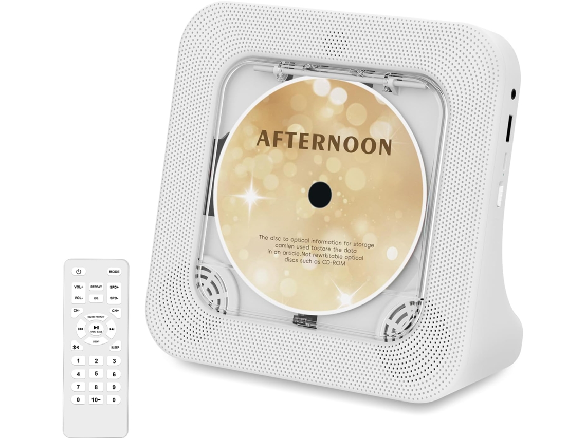 Leitor Cd Portátil Pusokei Com Bluetooth 5.3, De De Mesa Com Alto-falante Integrado, Som Hifi, Controle Remoto