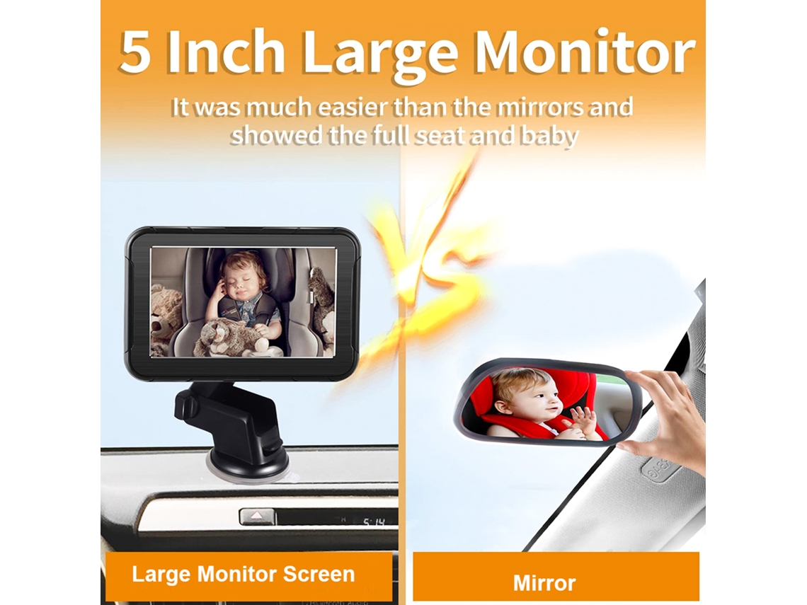 Monitor Bebé Para Coche Com Câmera E Visão Noturna - Espelho Câmera Bebé Auto