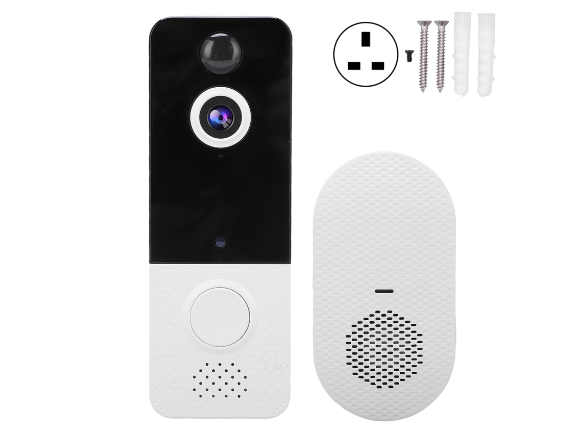 Timbre De Porta Sem Fio Com Câmera 1080p Wifi Armazenamento Em Nuvem Áudio Bidirecional Detector De Movimento Plugue Uk