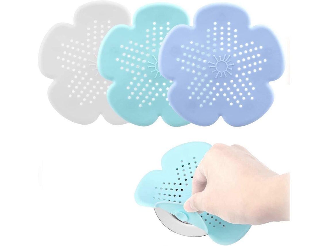 3 pack de tapas de desagüe de silicona floral, con 5 ventosas, antideslizantes | S/MARCA
