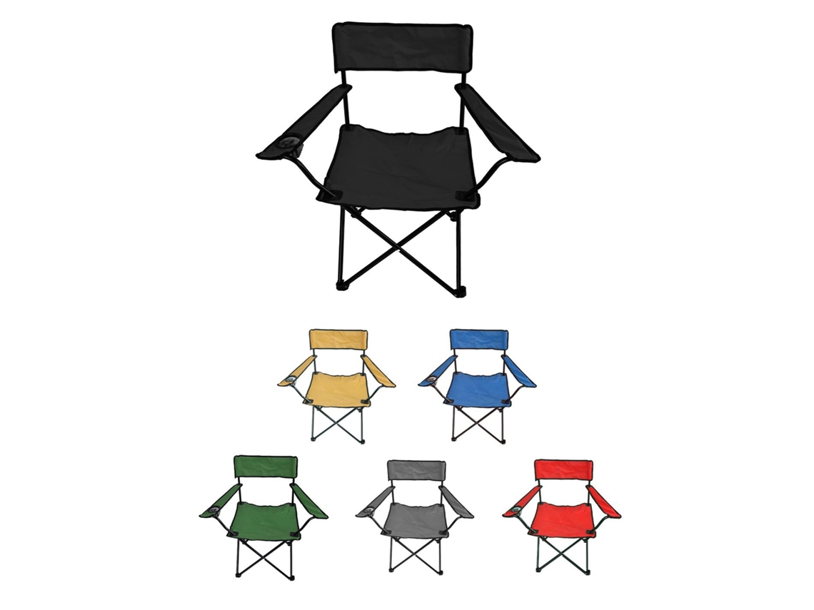 Jardin202 - Silla De Camping Plegable Con Portavasos | Metal Y Lona | 80x80x50 Cm Negra |  (negra)
