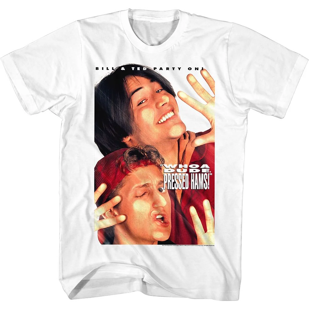 Rockinstone Bill And Ted Pressed Hams White Adult T-shirt Size:xl