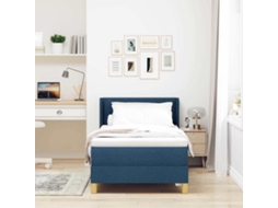 Vidaxl Cama Box Com Cabeceira Manual Azul 200 X 90 Cm Tecido