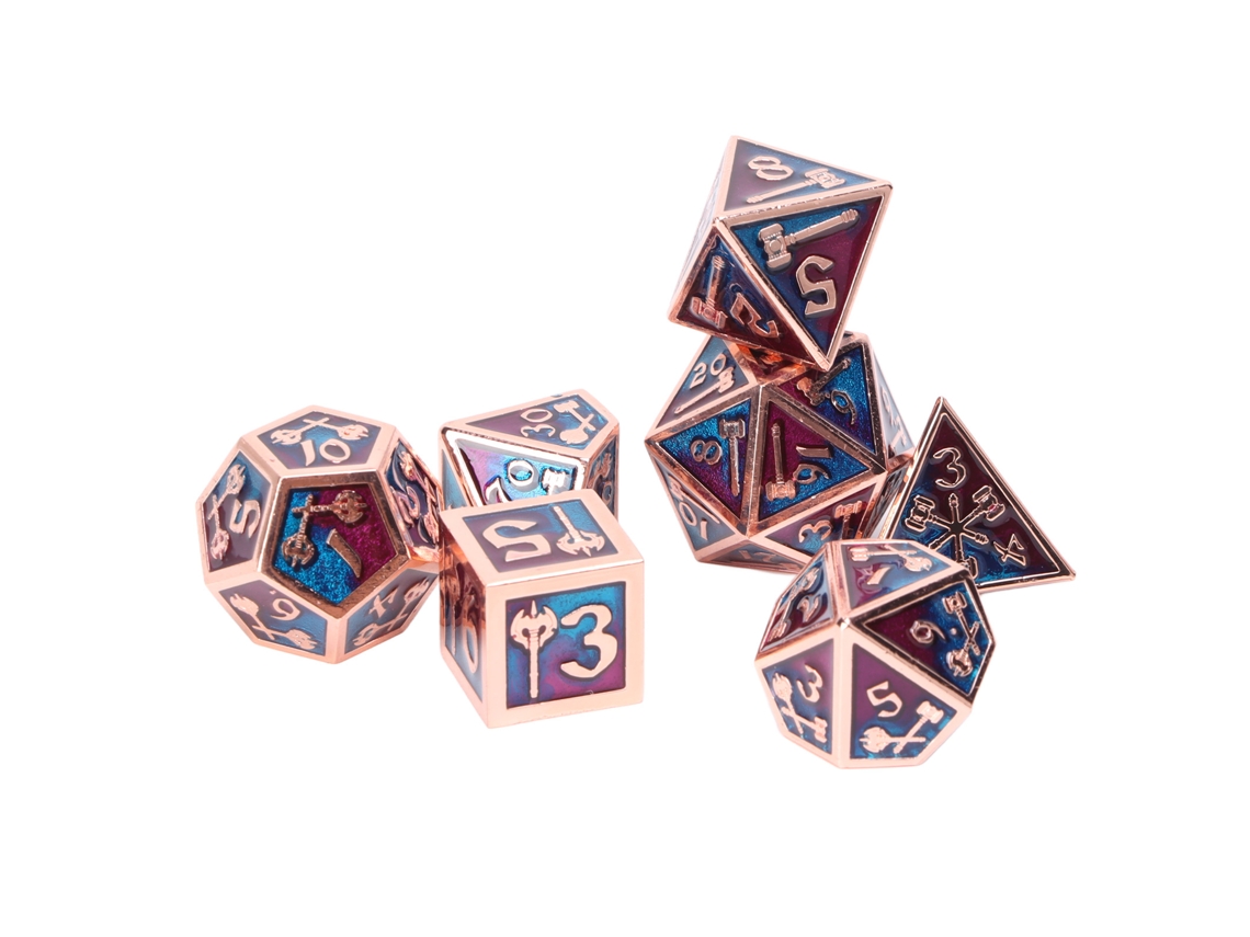 Primerox conjunto de Dados Poliédricos de Metal 7pcs para Rpg e Jogos de Mesa Acessório Sem Odor Tipo 2