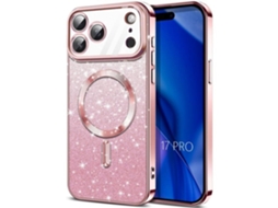 Capa Protetora - Booling - Para Iphone 17 Pro - Silicone Com Anel Magnético - Rosa Brilhante