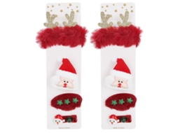 2 Conjuntos Acessórios Cabelo Natal Papai Noel Grampo Broche Hairband Presente Meninas | S/MARCA