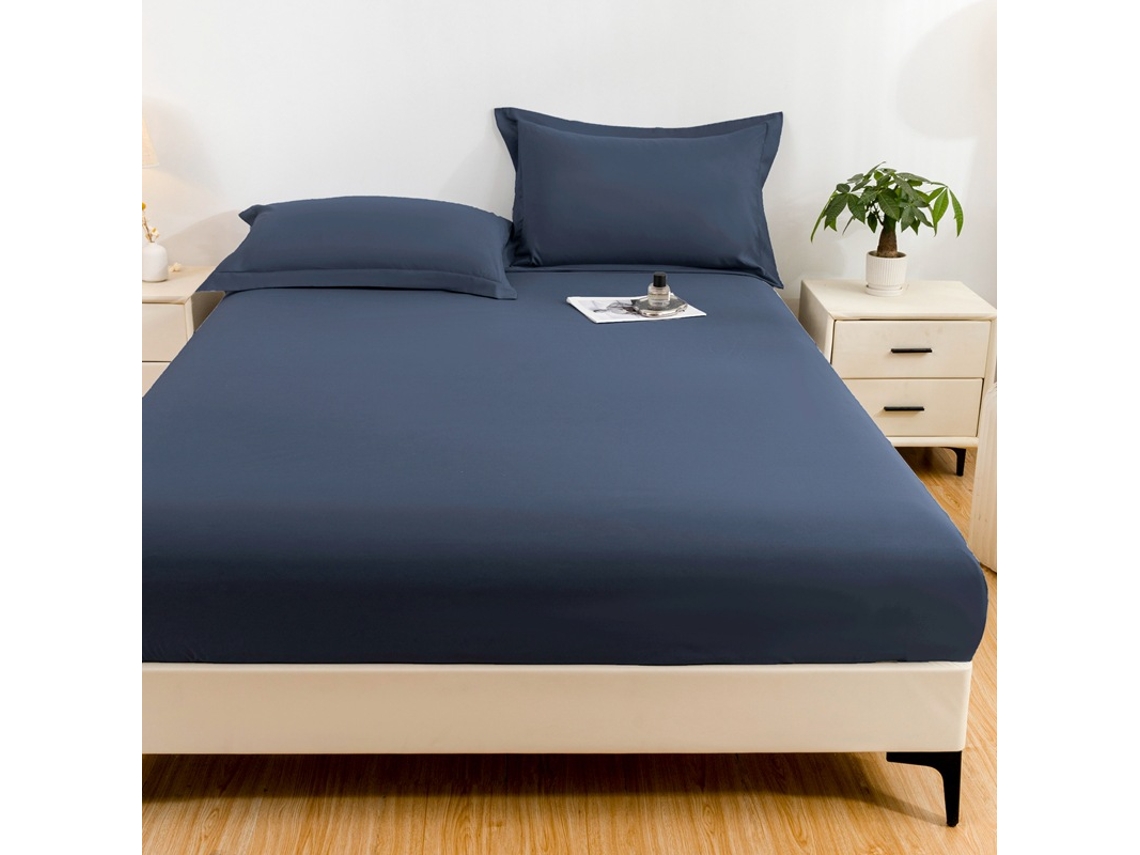 Protetor De Colchão Impermeável Czhhmart 90cmx190cm (com Par De Fronhas) Azul Marinho