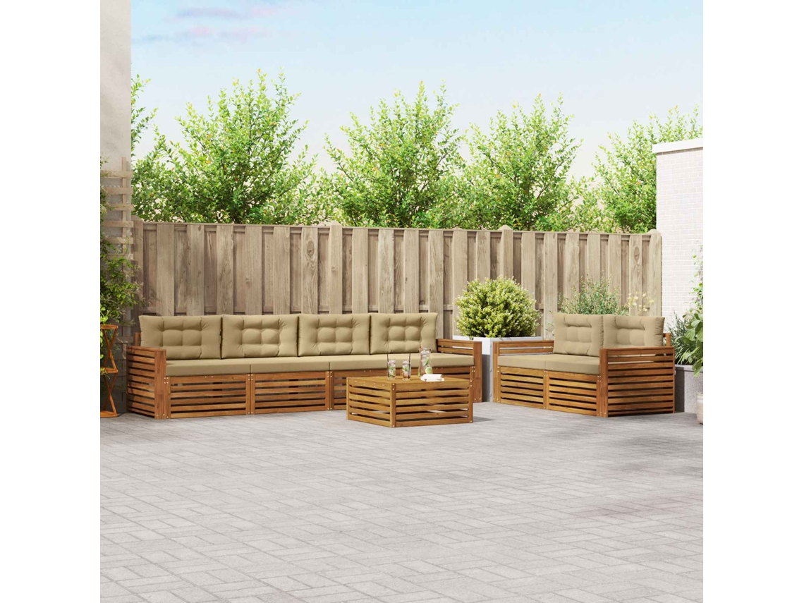 Vidaxl Conjunto De Sofás Para Exterior 7 Unid. Natural E Bege
