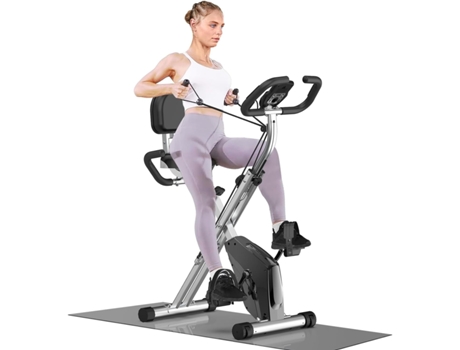 Bicicletas Estáticas Magnética Dobrável Racingreat (vol.inércia 2.5 Kg Com Bandas Resistência Monitor Lcd Modelo C Prateado)