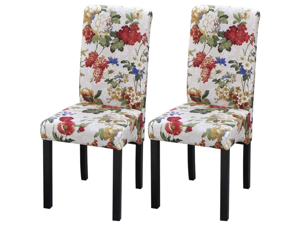 Vidaxl Cadeiras De Jantar 2 Pcs Tecido Multicor