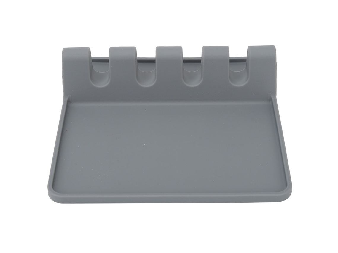 Reposo De Utensílios De Silicona Com Almofada Antigoteo Cinza