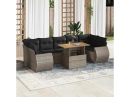 Vidaxl 8 Pcs Conjunto Sofás De Jardim C/ Almofadões Vime Pe Cinzento