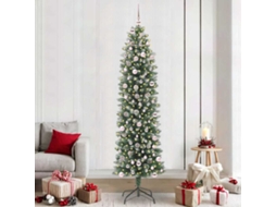 Vidaxl Árvore Slim De Natal Artificial Verde E Branco 240 Cm