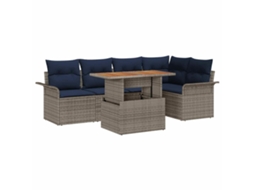 Maison Exclusive - Conjunto De Sofá De Jardim 6 Pcs Cinza E Azul Marinho Vime Pe
