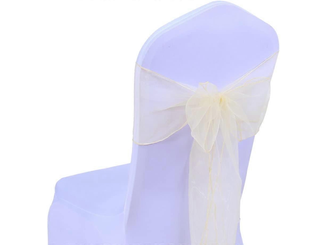 Rebe lazo para Cadeira Organza Transparente 17x275cm 22 Cores Champanhe (sem Capa de Cadeira)