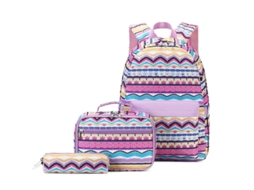 Mochila Escolar De Três Peças Estilo Nacional, Mochila Grande Capacidade, Roxa