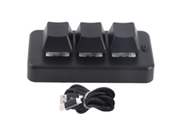 Teclado Macro Programável com 3 Teclas, RGB, USB, Plug and Play, Mini, Preto S/MARCA