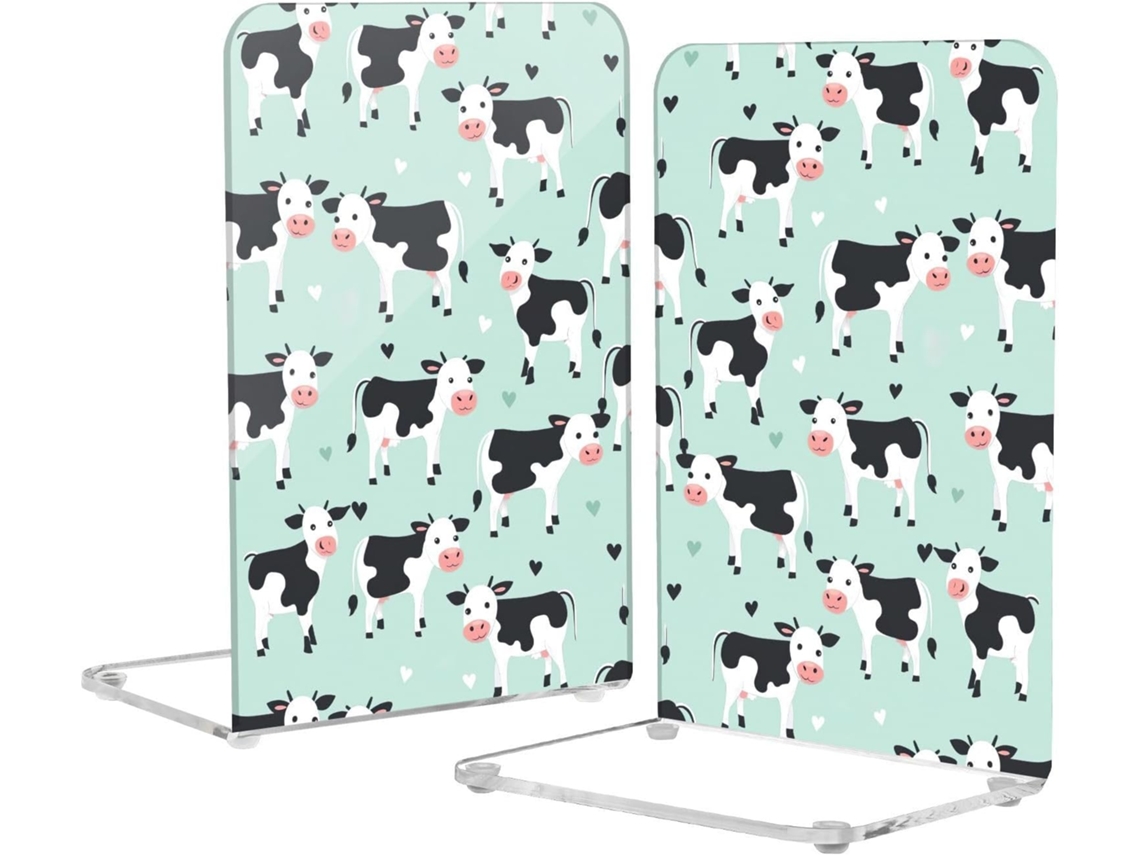 Lindos Suportes Para Livros Em Acrílico Formato De Vaca Verde Com Almofadas Antiderrapantes, Suporte Transparente Para