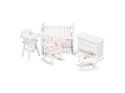 Conjunto De Móveis Miniatura Para Casinha De Bonecas 1:12 Cama Cavalo Balanço Cadeira Armário