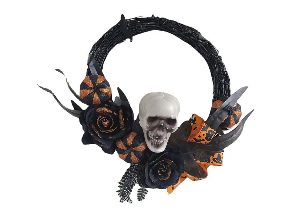 Guirlanda de halloween com caveira e fantasma para decoração de porta e janela S/MARCA