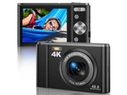 Câmara Digital das Crianças Compacta Dc303 4K 48Mp com Foco Automático Zoom 16X 2 8 Polegadas- Preto VIGA EUROPE
