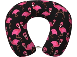 Travesseiro de Viag em Espuma Viscoelástica com Estampa Flamingos Suporte Confortável Formato U para o