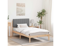 Vidaxl Estrutura De Cama Com Cabeceira Estofada Cinza Natural E Claro