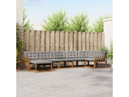 Vidaxl Conjunto De Sofás Para Exterior 7 Pcs Cinza Natural E Claro
