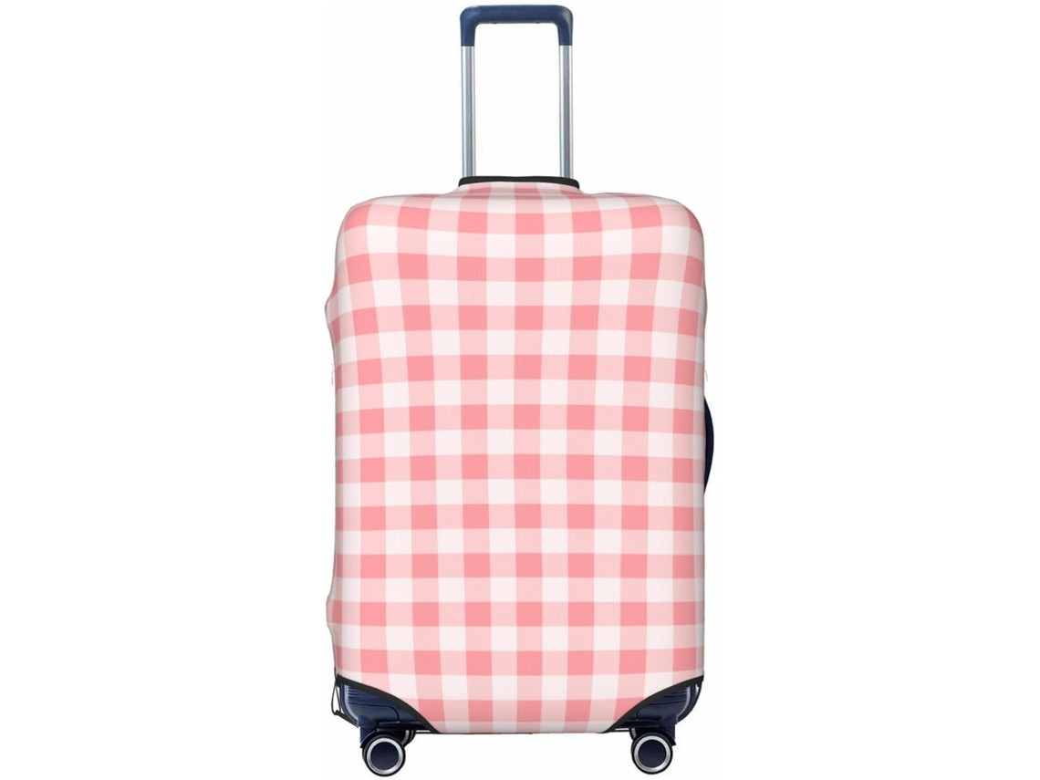 Capa para Mala Novastar Quadrada com Estampa Xadrez Rosa 53 Cm Tecido Poliéster Zíper Férias Viagens | S/MARCA
