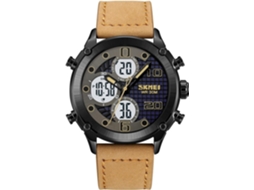 Lurelia Relógio Digital Masculino, Visor Digital, Cronómetro, Data/calendário, 12/24h, Luminoso, Aço Inoxidável, Couro, Resistente À Água 30m, Dourado
