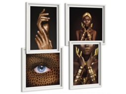 Galeria De Pinturas Murais Retratos De Mulheres Africanas Moldura Branca Imagens Para Um Quarto Infantil Espelharte (conjunto De 4 Imagens)