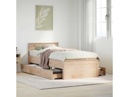 Vidaxl Estrutura De Cama S/ Colchão E C/ Cabeceira Pinho Maciço