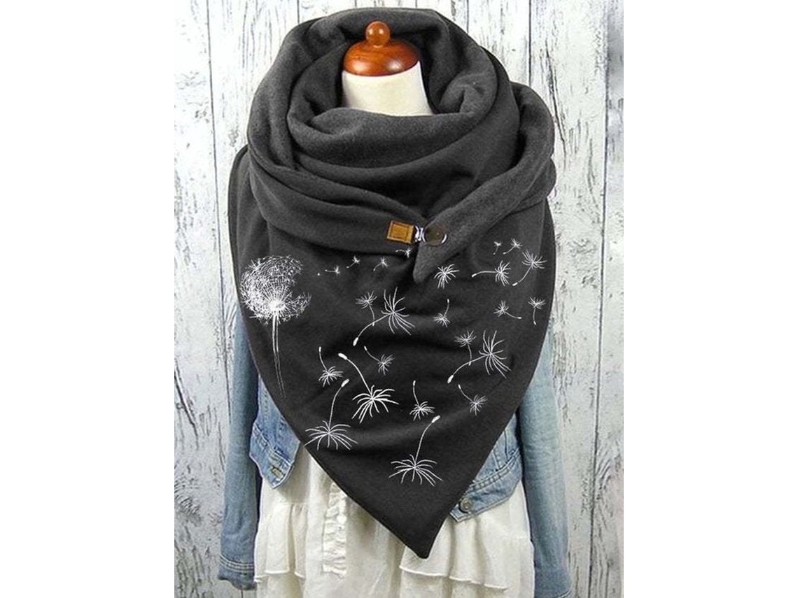 Cachecol De Inverno Triangular, 160 X 45 Cm, Preto, Quente E Elegante