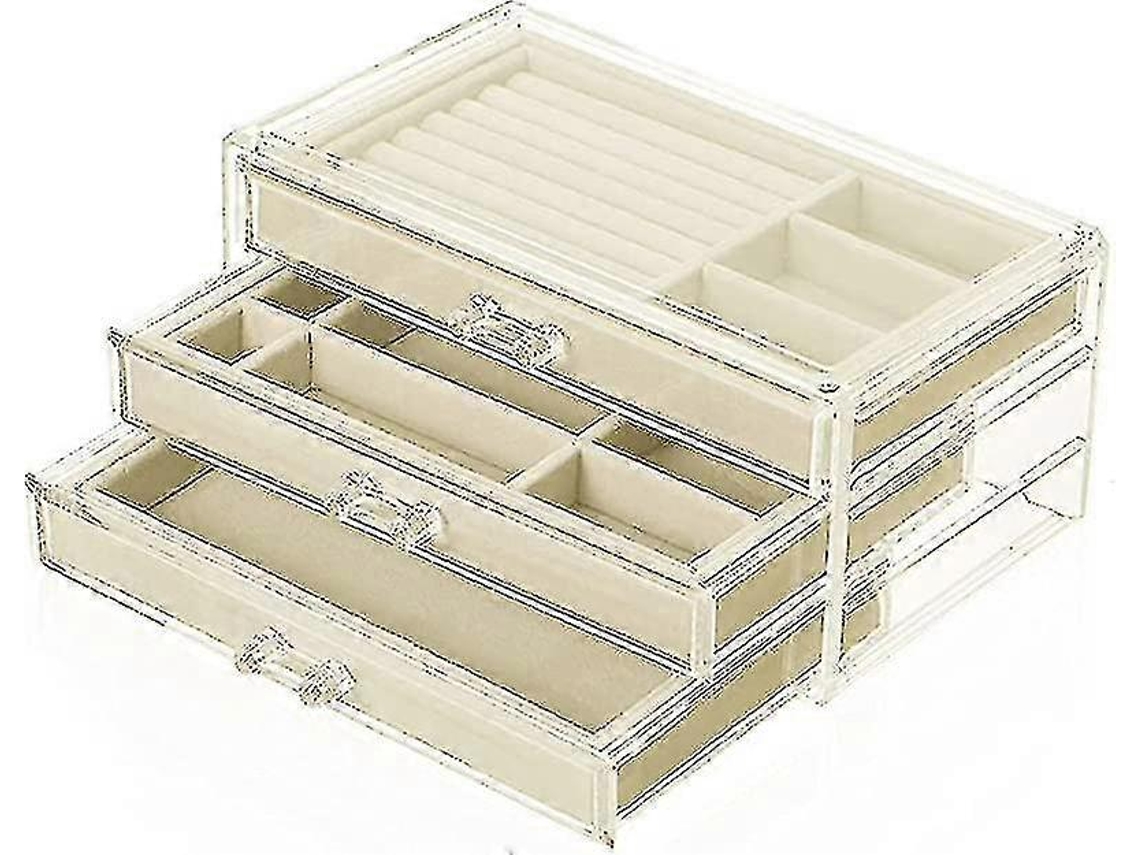 Caixa De Joias Com 3 Níveis Para Organizar Joias, Ideal Para Anéis, Brincos E Colares Presente Perfeito Para Mulheres E Meninas Hengjian