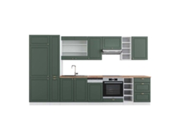 Cozinha Fame-Line, 355 cm, PT Carvalho, Verde-Dourado Landhaus/Branco VICCO