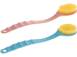 Conjunto Ultechnovo Com 2 Escovas De Costas Cabo Longo Em Pp Pbt Para Limpeza Profunda E Esfoliação Corporal, Para Banho