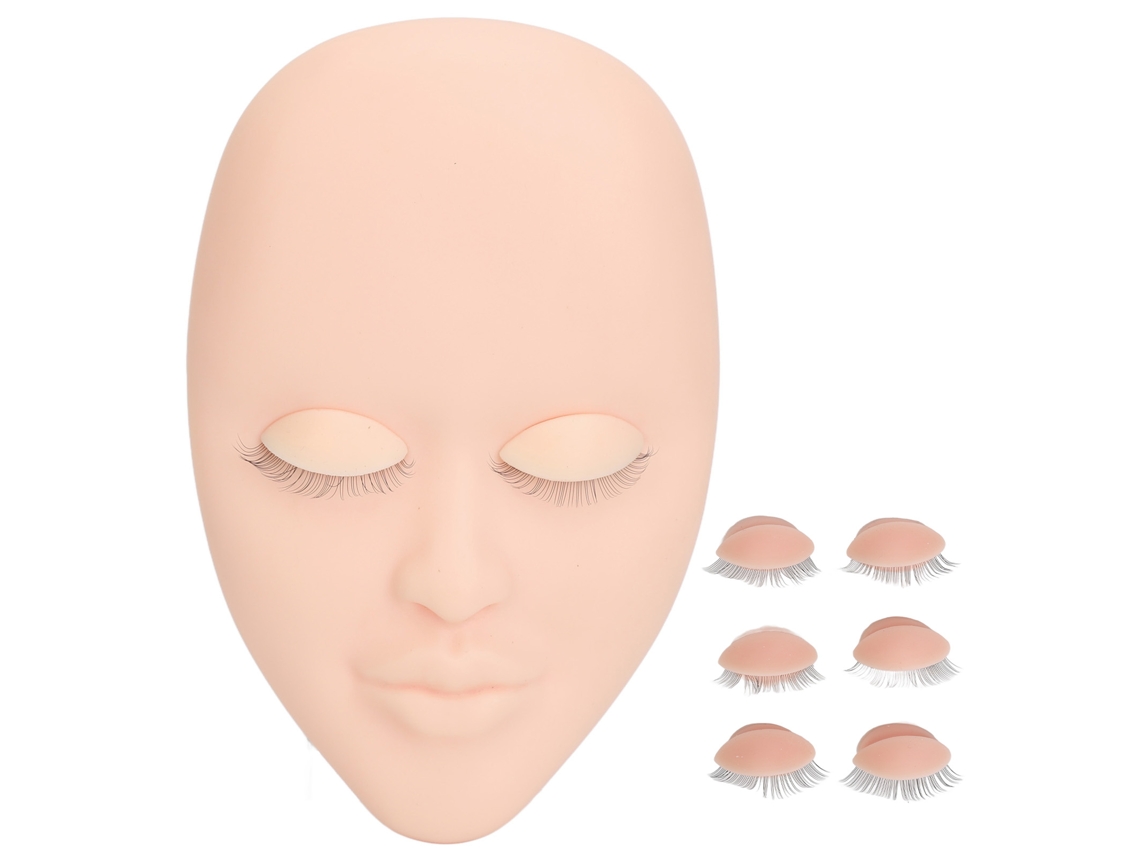 Manequim De Face Para Extensão De Cílios Com 3 Pares De Pálpebras Removíveis Camada Única Rosa